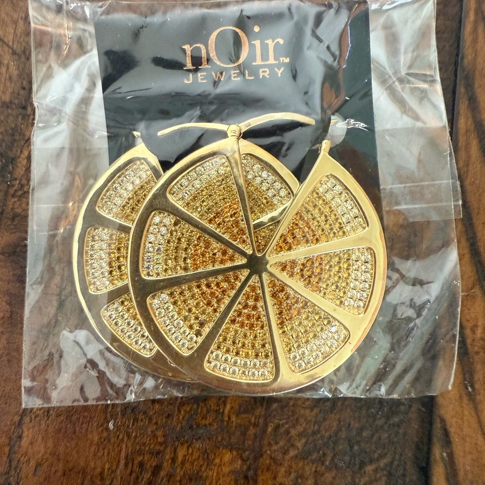Anthropologie Noir Jewelry Lemon Slice Earrings!! GORGEOUS!! NWT - Picture 3 of 4
